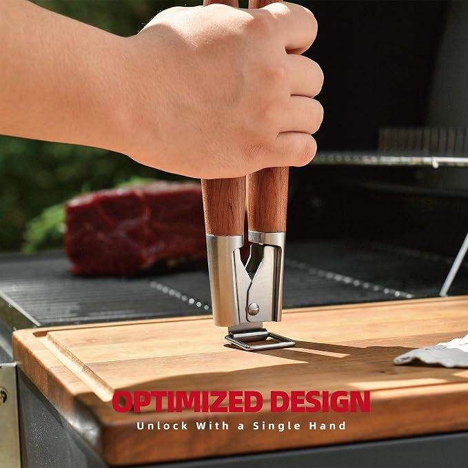 Heavy-Duty Rose Wooden BBQ Grilling Tools Set. Extra Thick Stainless Steel - Image 7