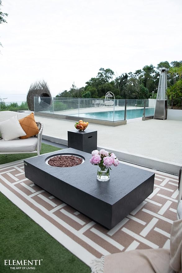 Elementi | Bundle Metropolis Gas Fire Pit Cast Concrete 56" Rectangular Fire - Image 8