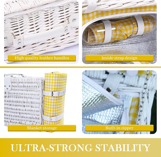 Neti Neti Wicker Picnic Basket for 4 - Image 5