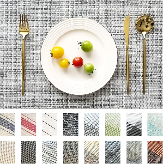 Placemats Set of 4 Vinyl/Plastic Woven Place Mats by Unknown
