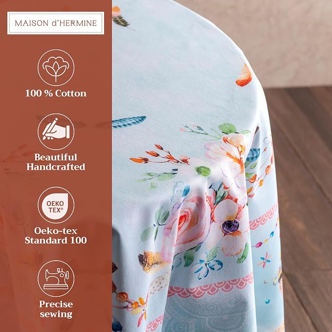 Maison d' Hermine Table Cloth Round Table 100% Cotton 69 Inches Tablecloth - Image 2
