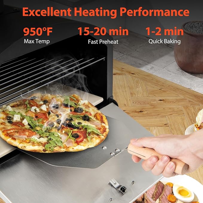 Happygrill Pizza Oven Outdoor, 16” 2-Layer Wood Fired Pizza Maker - Image 3