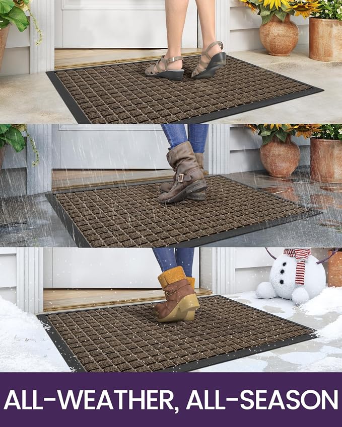 DEXI Front Door Mat Outside Entrance, 17x29 Rubber Entry Doormat Heavy Duty - Image 4