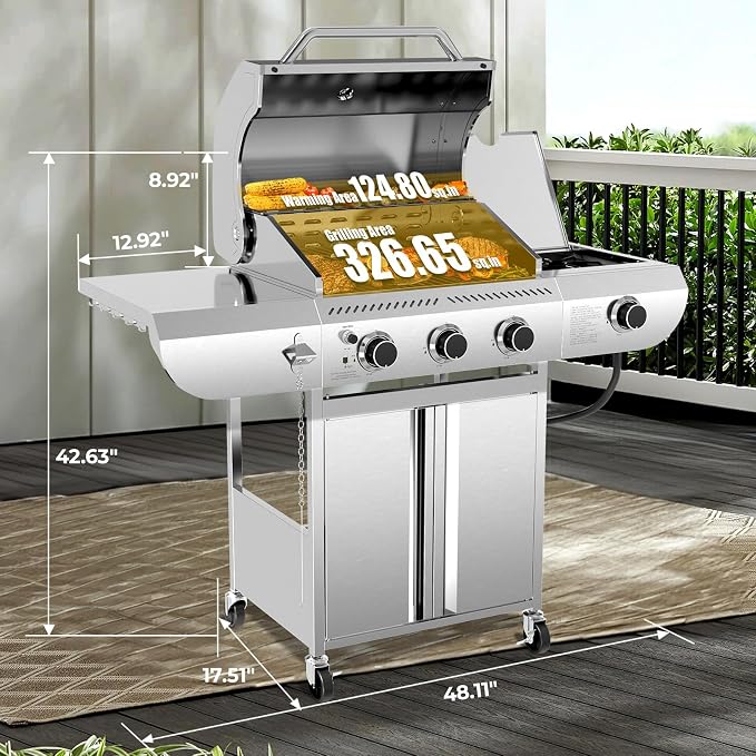 R.W.FLAME 3-Burner Propane Gas Grill - Image 2