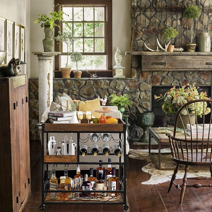 Bar Cart Industrial Mobile Kitchen Serving Carts - Image 5