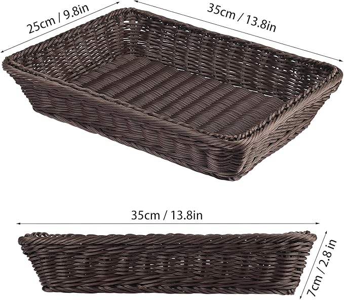 5 PCS 13.8x9.8 Inch Wicker Bread Basket, Woven Serving Basket, Tabletop Food - Image 2