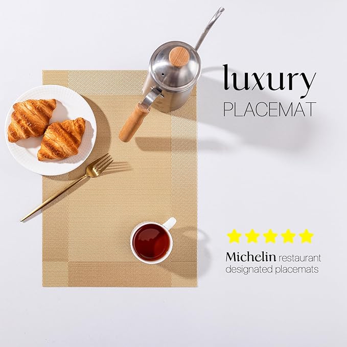 LEXMORE Placemats Set of 6 Vinyl/Plastic Woven Place Mats - Image 2