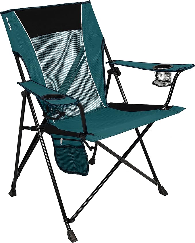 Folding Camp Chair in Cayman Blue Iguana, Diamond Ripstop Polyester, Dual Lock