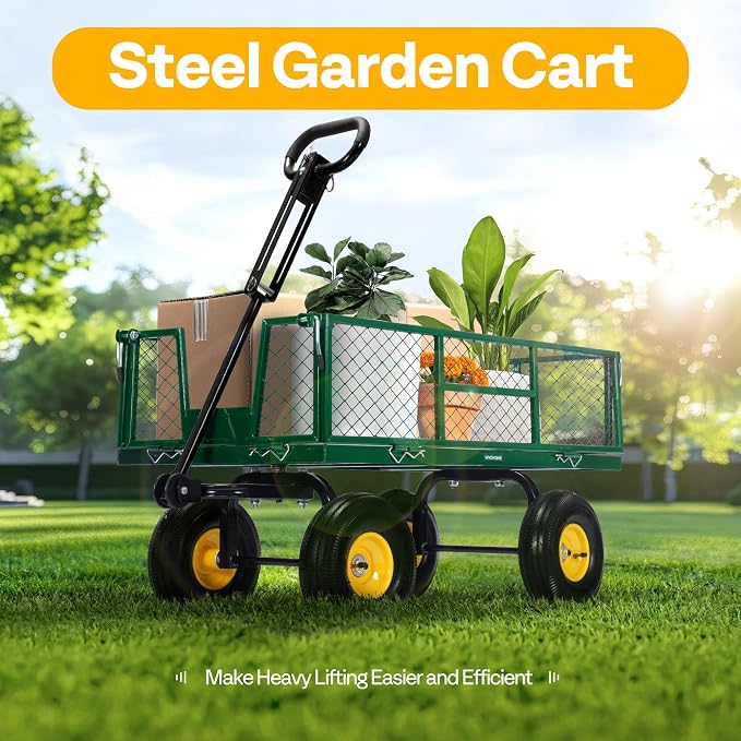 VIVOHOME Garden Cart Steel Heavy Duty 900 LBS Yard and Garden Wagon - Image 2