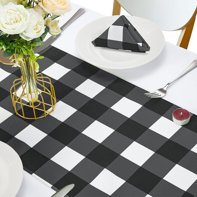Fabric Checkered Table Runner 12 Pack Waterproof Gingham Table Runner 14W x - Image 5