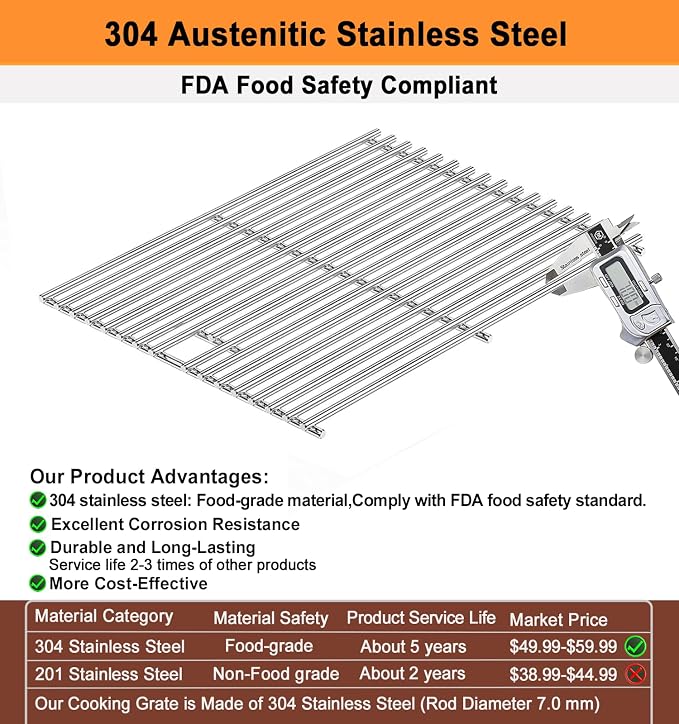 17" Grill Grates for Home Depot Nexgrill 720-0830H 720-0830D 720-0783E 720-0888 - Image 3