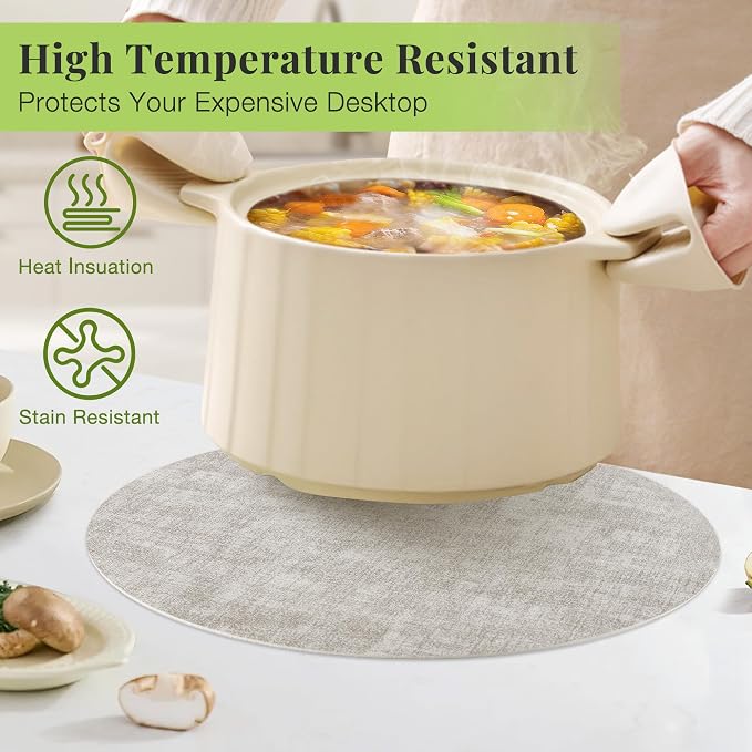 13-Inch Faux Leather Round Placemats Set of 4, Waterproof Anti-Slip Dual Sided - Image 3