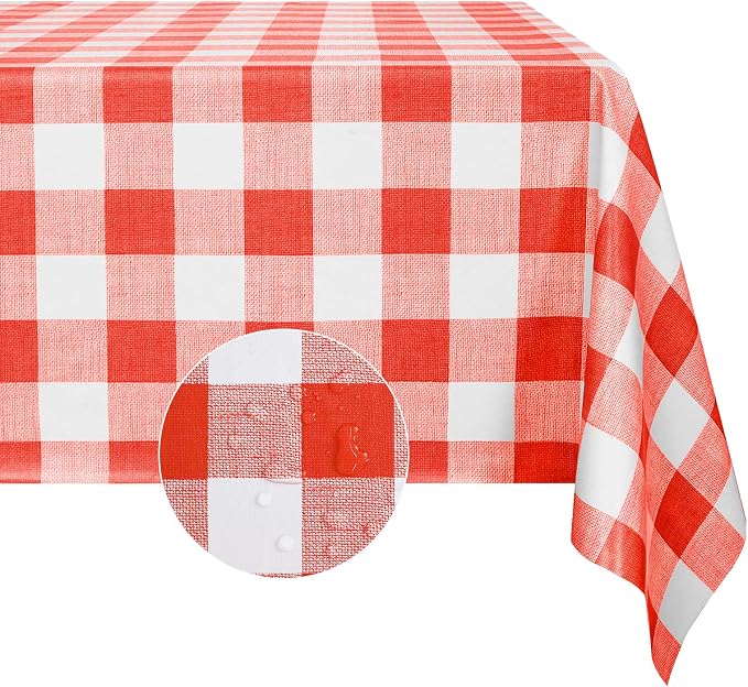Romanstile Gingham Square Plastic Tablecloth, 100% Waterproof Oil-Proof by Romanstile