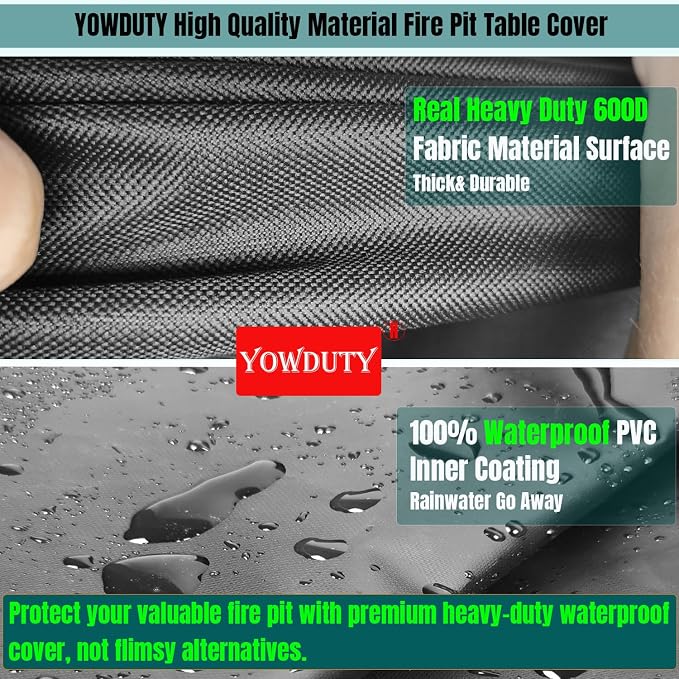 Round Propane Gas Fire Pit Cover 36 x 24 Inch, Waterproof Heavy Duty 600D Round - Image 3