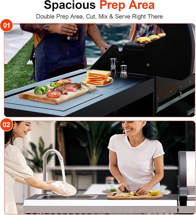 Brand-Man Outdoor Kitchen Island – 5-Burner Gas Grill & Griddle Combo - Image 6