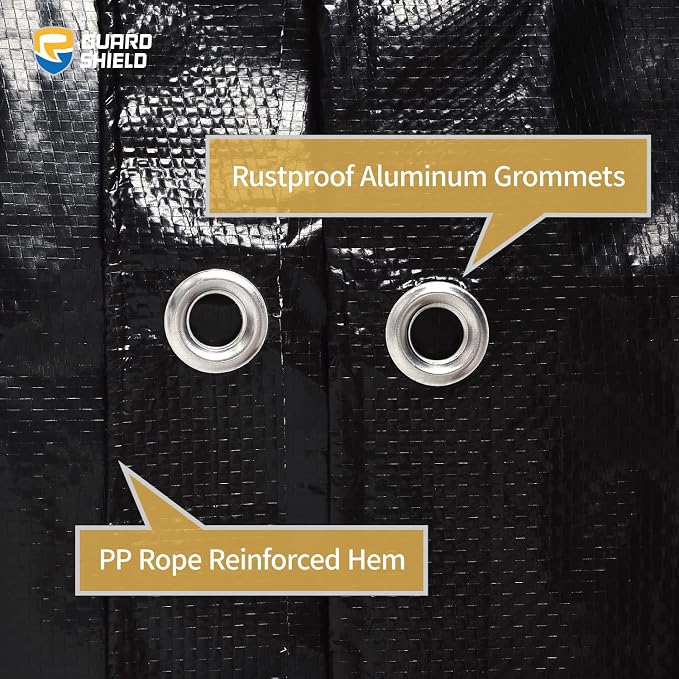GUARD SHIELD Black Tarp Waterproof 20x30 Feet Medium Duty All Purpose Poly - Image 3
