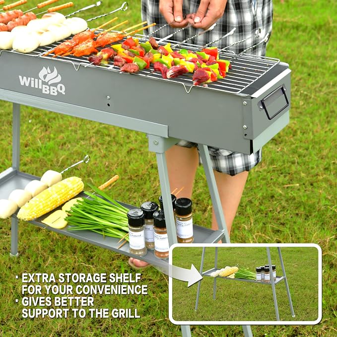 WILLBBQ Charcoal Grills Commercial Quality Portable Multiple Size Hibachi BBQ - Image 7
