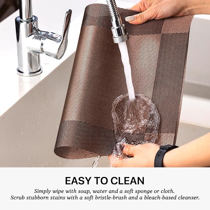 LEXMORE Placemats Set of 8 Vinyl/Plastic Woven Place Mats - Image 4