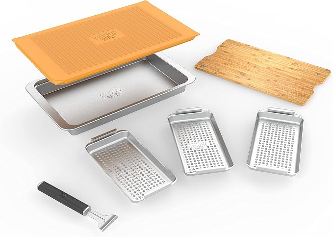 Yukon Glory™ BBQ 'N SERVE Premium Set, Includes 3 Grill Baskets, Serving Tray - Image 8
