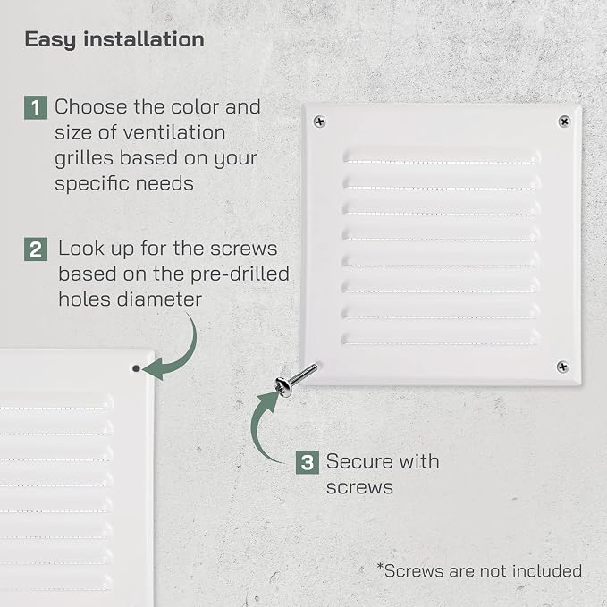 Vent Systems - 5 x 5 Inch Pack of 2 White Metal Square Soffit Air Vent Grille - Image 4