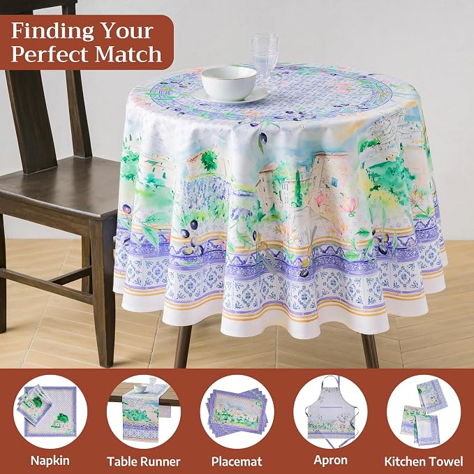 Maison d'Hermine Premium Table Cloth Round Table 100% Cotton 70 Inches - Image 7
