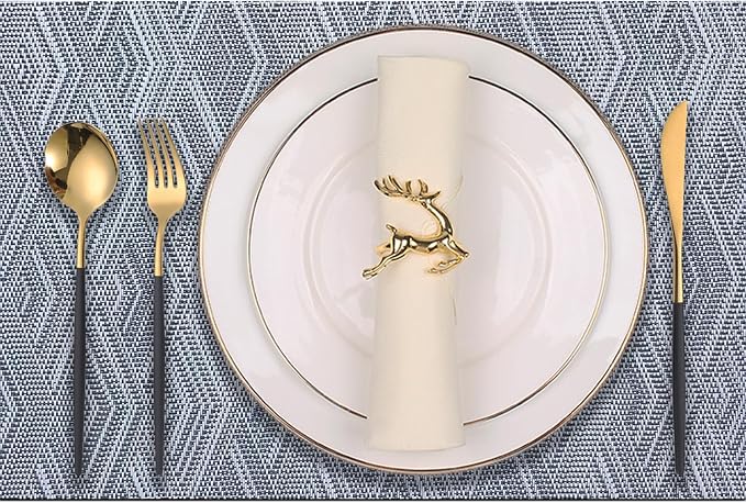 Elegant Placemats Set of 8, Plastic Heat-Resistant Non-Slip Vinyl Place Mats by PandaPalm