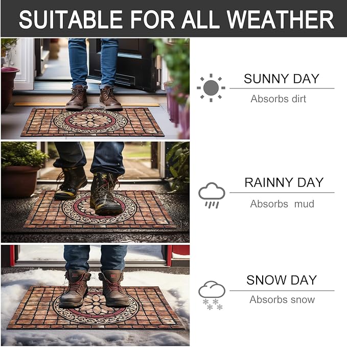 CHICHIC Rectangle Entrance Door Mat Large 24 x 36 Inch High Traffic Area Entry - Image 6