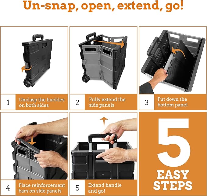 Inspired Living Ultra-Slim Rolling Collapsible Storage Pack-N-Roll Utility-carts - Image 6
