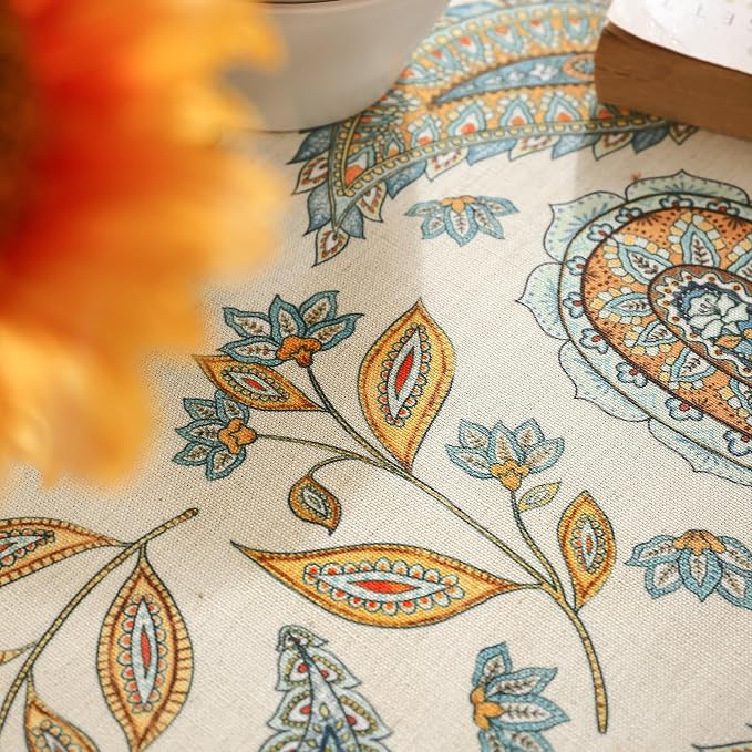 patdrea Designer Vintage French Long Rectangle Table Cloth, Italian Floral - Image 3