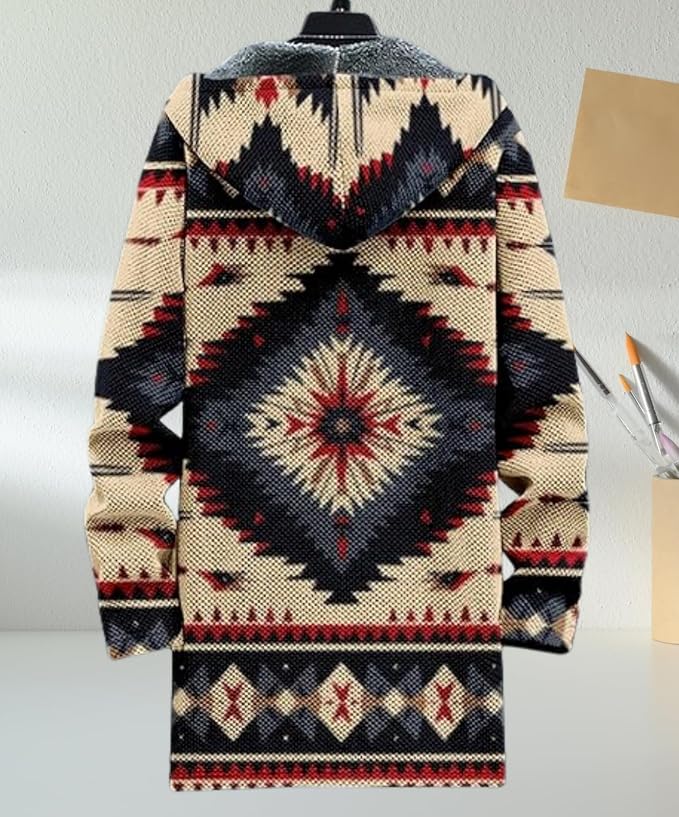 Men's Hooded Sweater Coat Knit Fleece Lined Long Cardigan Jacket - Image 2