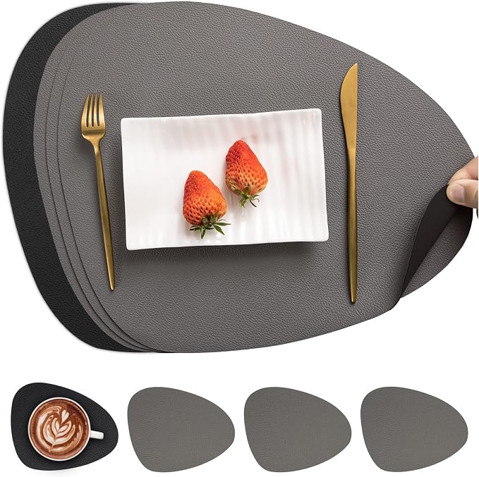 Myir JUN Placemats, Dual-Sided Placemats Waterproof Faux Leather Placemats Set by MyirJUN