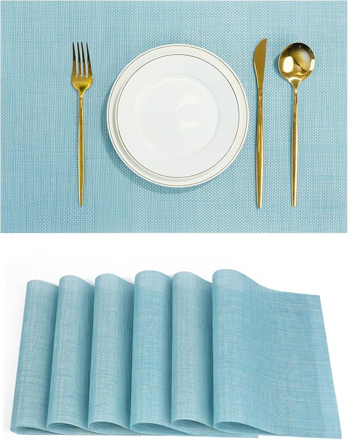 Placemats Set of 6，Non-Slip PVC Weave Table Mats Easy to Clean，Heat Resistant by flohar