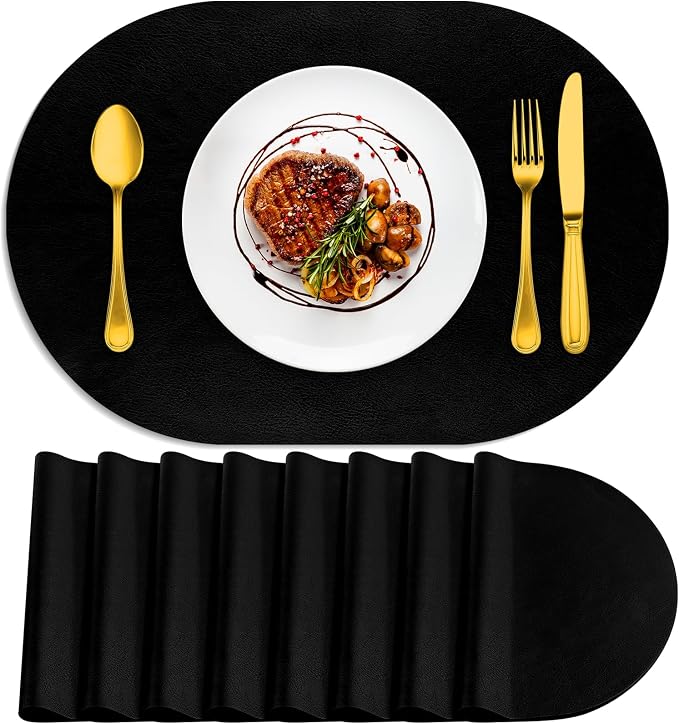 ADRIMER Placemats, Heat Resistant Oval Placemats Set of 8 Washable 12 x 17 Inch by Adrimersdreamistobeanindispensablecompanioninyourlife