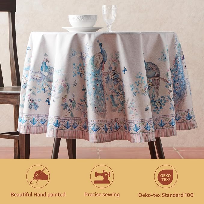 Maison d'Hermine Premium Table Cloth Round Table 100% Cotton 70 Inches - Image 2