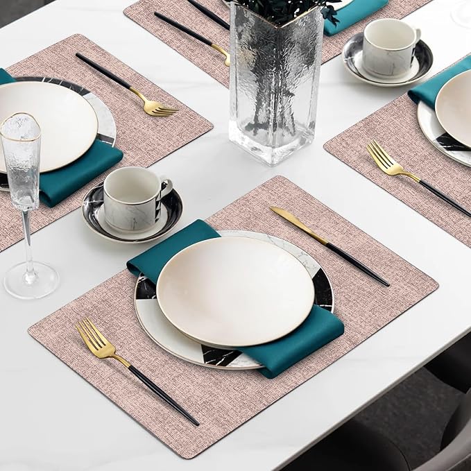Faux Leather Heat Resistant Placemats Set of 4 – Waterproof Oilproof Wipeable - Image 2
