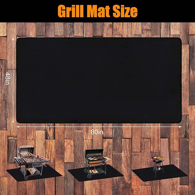 Grill Pads Floor Mat 80 x 48 Inch Silicone Fiberglass Black