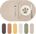 Round Faux Leather Placemats Set of 6 – 13 Inch Vinyl Mats, Heat Resistant by PROMATTOO