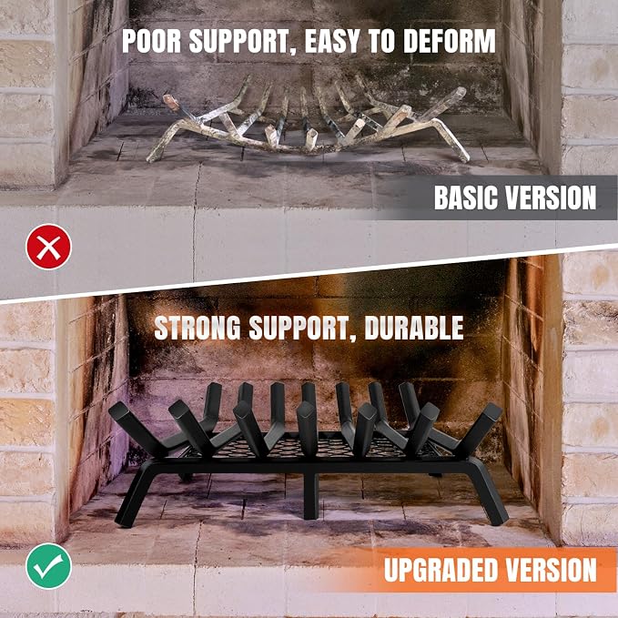Fireplace Grates with Ember Retainer- 21 Inch Fireplace Log Grate Heavy Duty - Image 2