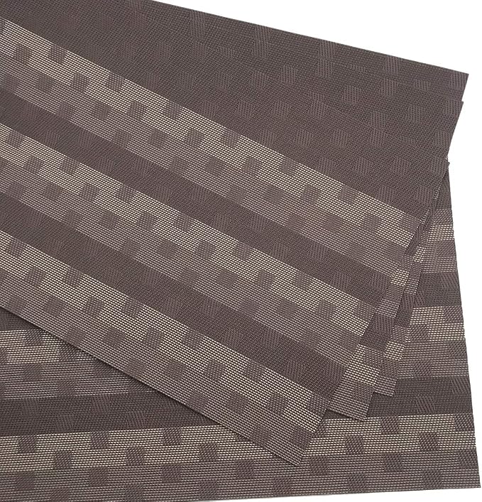 Gugrida Red Placemats 6pcs Placemats PVC Table Mats Woven Vinyl Placemats - Image 3