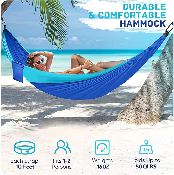 Hammock in Blue, Extra Large 106 x 55 Inch, 600 lb Capacity