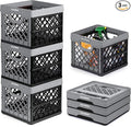CleverMade Collapsible Milk Crate, 3PK - 25L Stackable Storage Bins by CleverMade