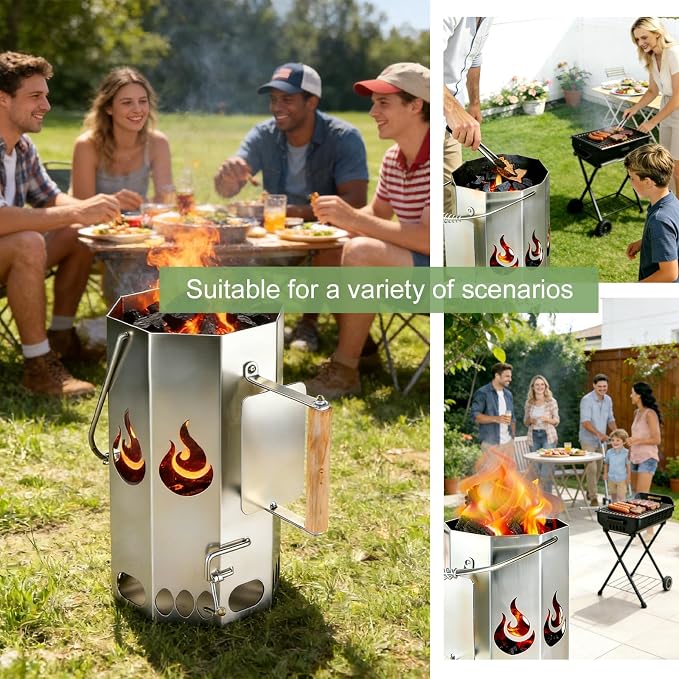 Ember Echo Heavy-Duty XL Charcoal Chimney Starter，Charcoal Starter Chimney - Image 5