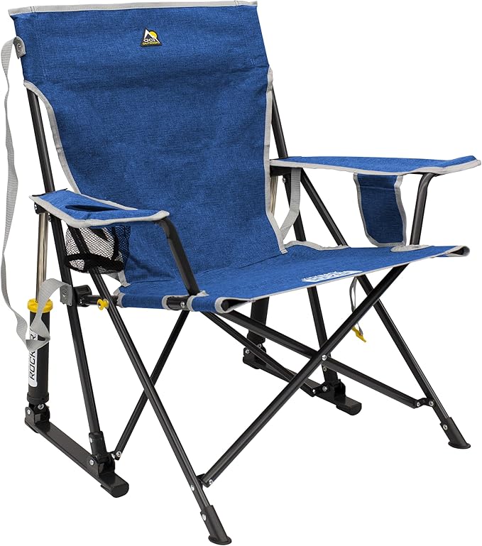 Camping Rocking Chair, Heathered Royal Steel Frame, 250 lb Capacity