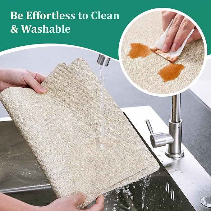FOCUSLINE Faux Leather Placemats Set of 6, Waterproof and Non-Slip Dining Table - Image 5