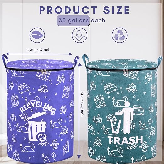 2 Pcs 30 Gallon Collapsible Trash Can Portable Waterproof Reusable - Image 2