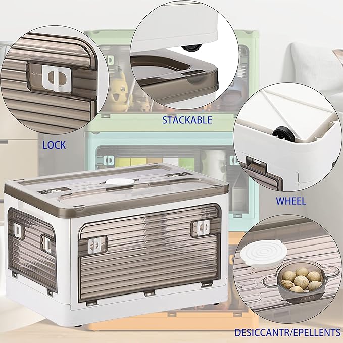 Collapsible Storage Bins with Lids, Closet Organizers, Dorm Room Essentials - Image 3