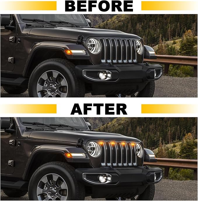 Led Grill Grille Lights fit for 2019 2020 2021 2022 2023 Jeep Wrangler JL JLU - Image 2
