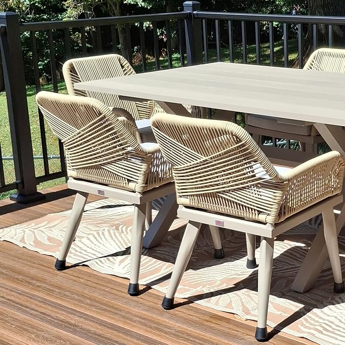 PURPLE LEAF 9 Pieces Outdoor Dining Set All-Weather PE Rattan Outdoor Patio - Image 2