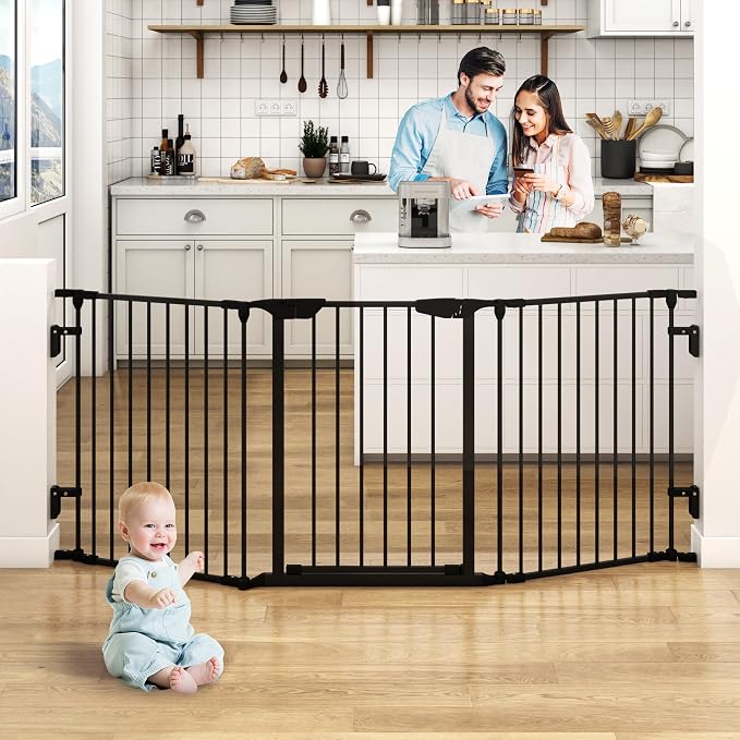 AUXSOUL 74" Wide Baby Gate Metal Safety Playpen by AUXSOUL