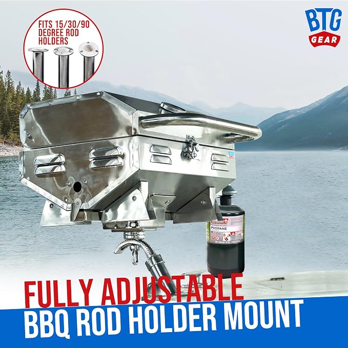Tailwaves Marine Grill w/Rod Holder Mount | Stainless Steel | Propane BBQ - Image 9
